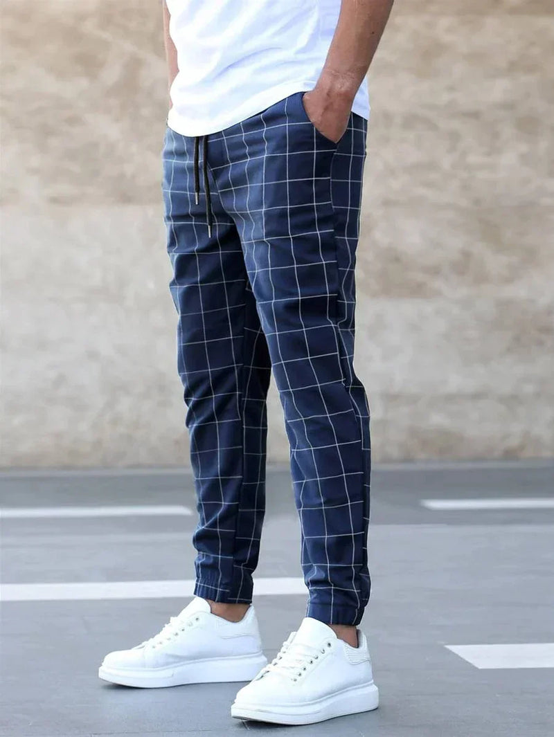 Ezra Men's Plaid Fit Pant - full-length view