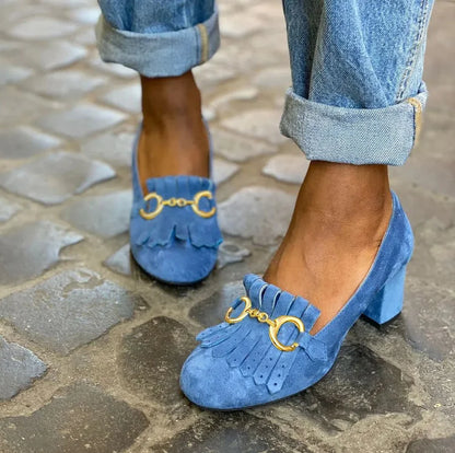 Saskia Women's Suede Loafers - styled view