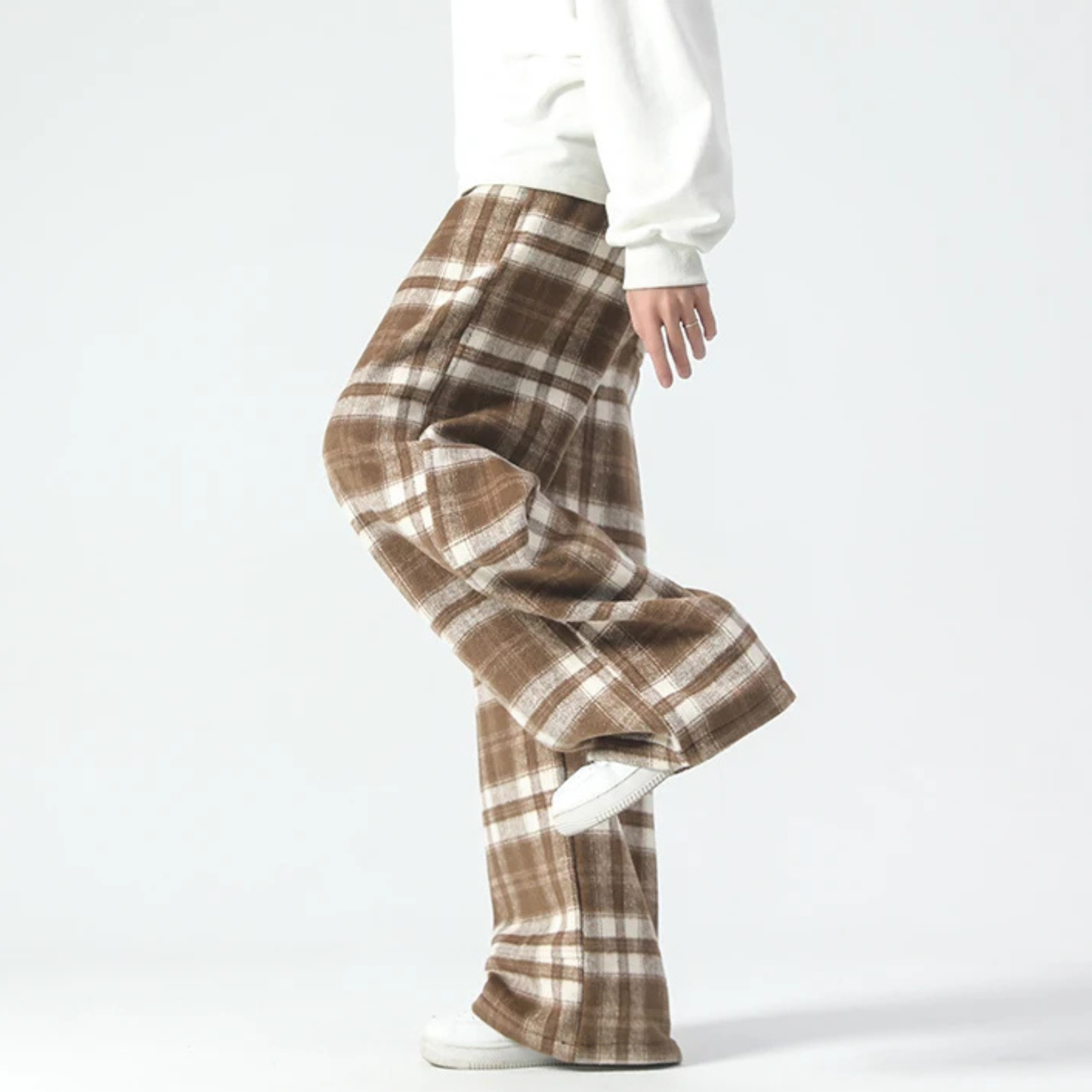 Nora Women's Plaid Joggers - styled view