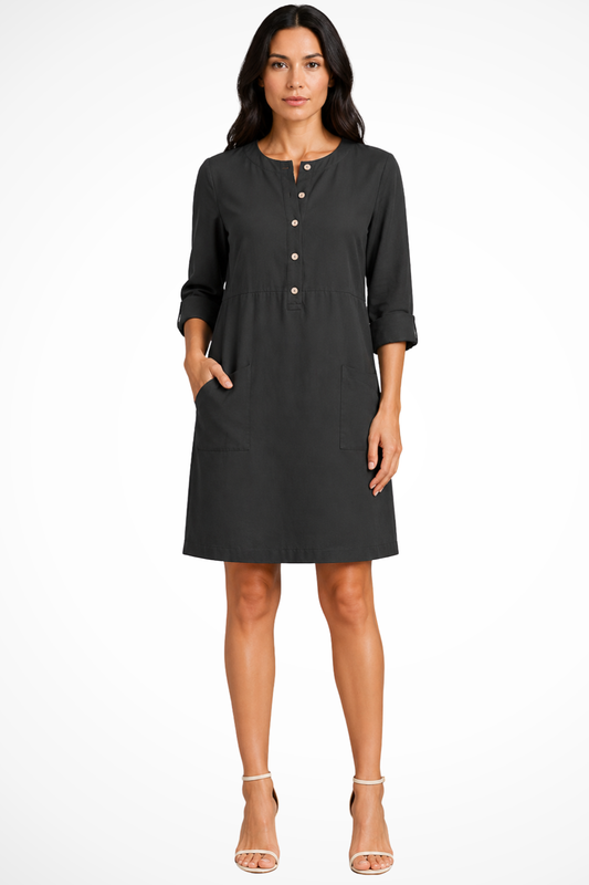 Kira Women's Linen Shirt Dress - front view