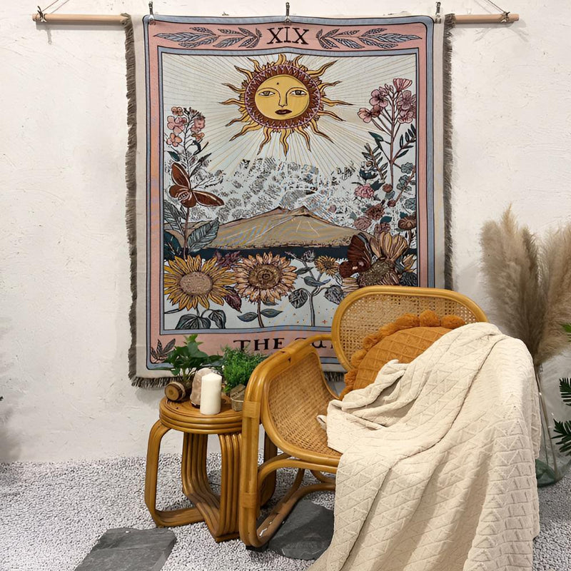 Boho Sun Tarot Tapestry Blanket