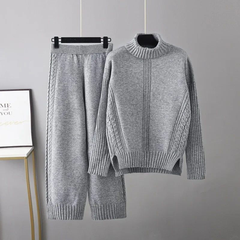 Mira Women's Cable Knit Two-piece Set - full-length view