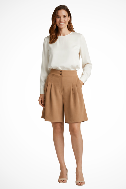 Elise Women's Pleated Shorts - front view