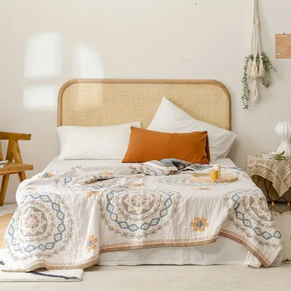 Serene Mandala Cotton Throw Blanket