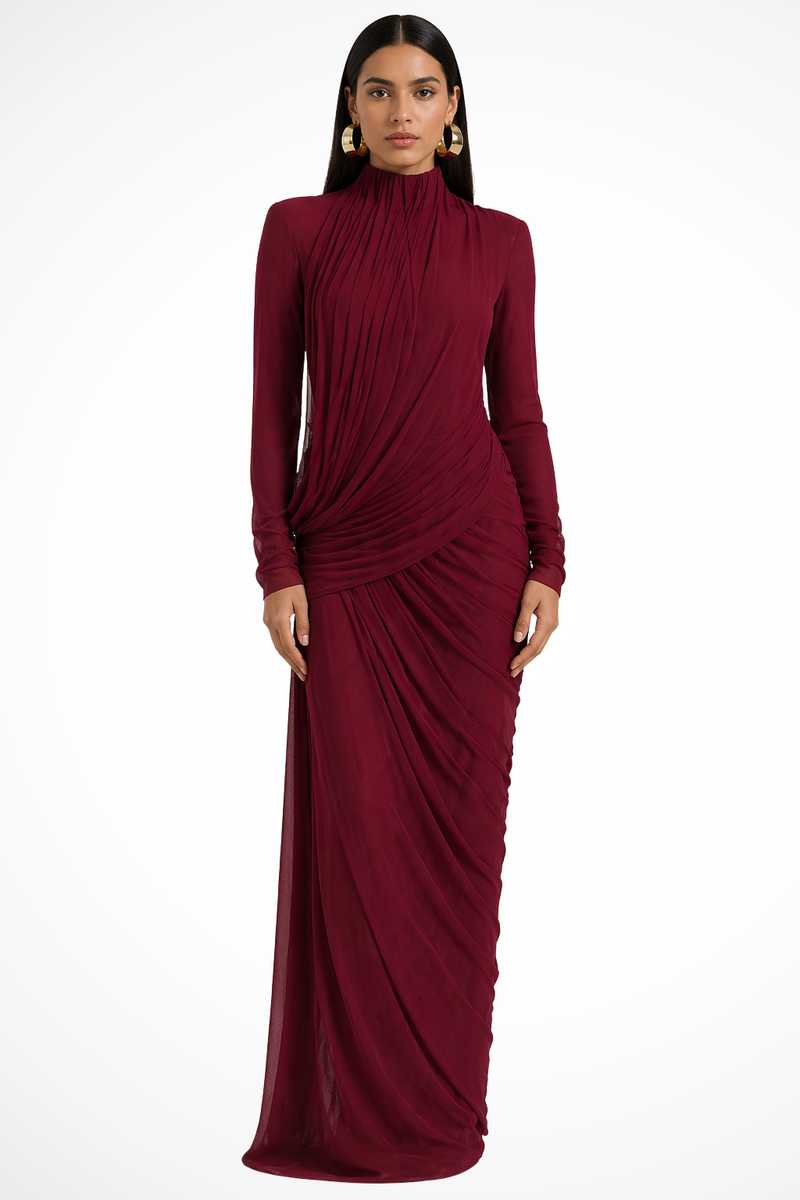 Opal Women's Maxi Dress | Draped, Long Sleeve
