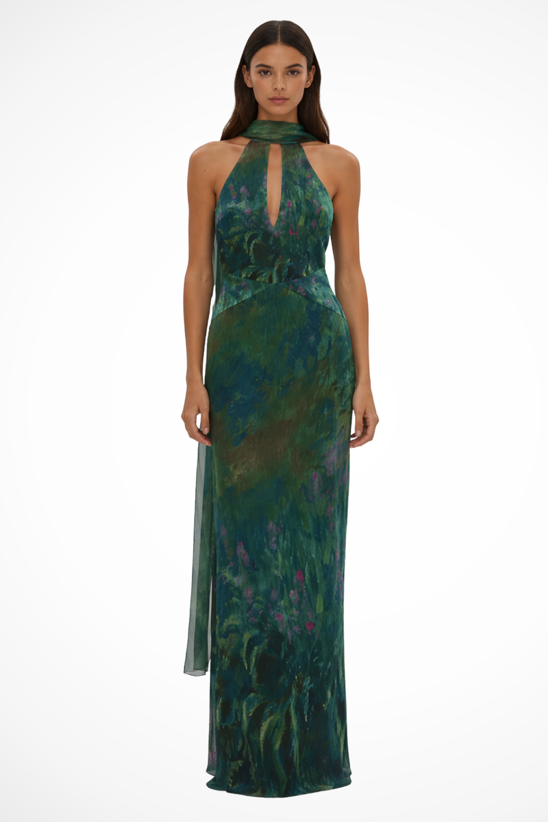 Juliette Women's Printed Maxi Dress | Halter, Halter Neck