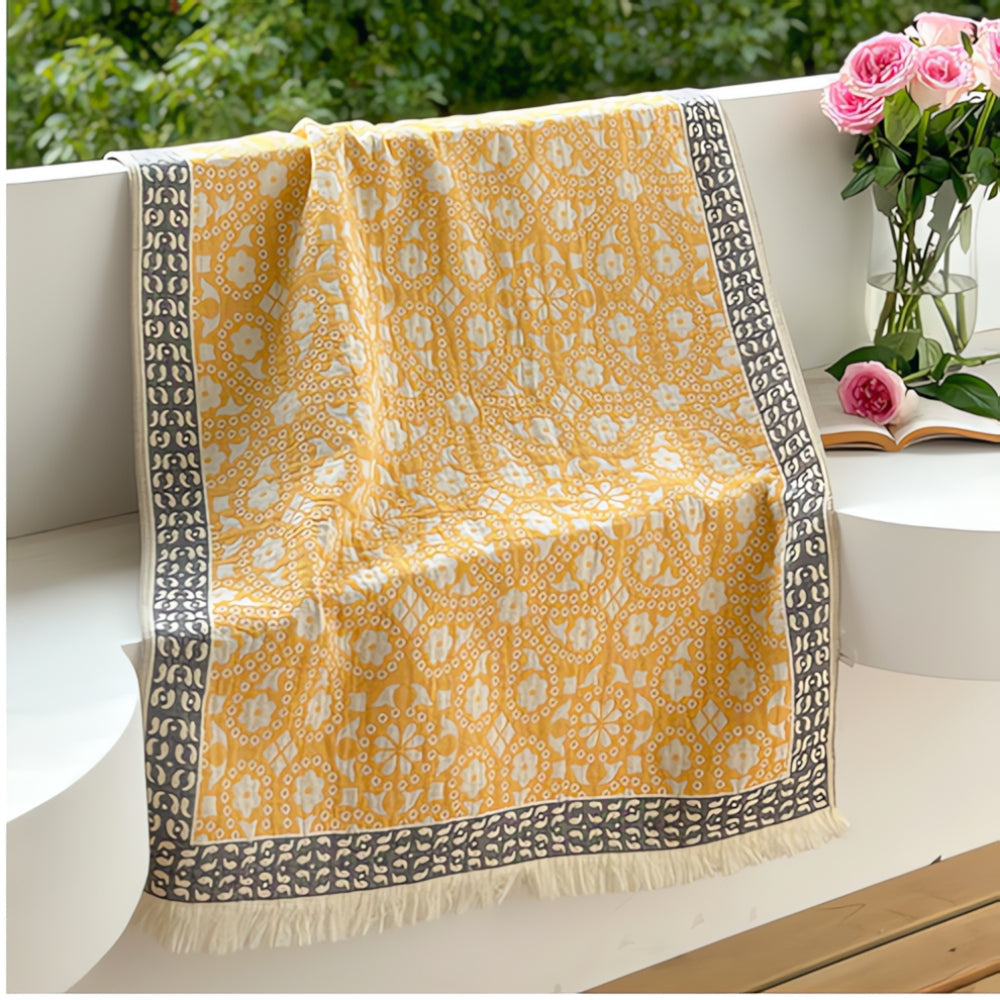 Pure Cotton Bath Towel | Patterned, Quick-Dry