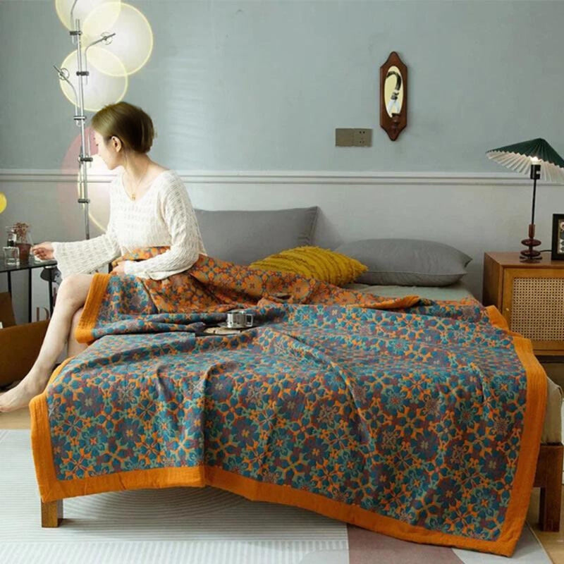 Marlow Citrus Sunrise Six Layers Cotton Blanket | Cotton, Year-Round