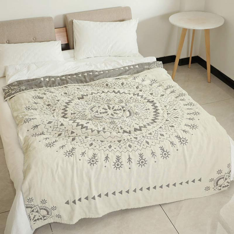 Haven Mandala Art Pattern Reversible Cotton Blanket | Cotton, Reversible