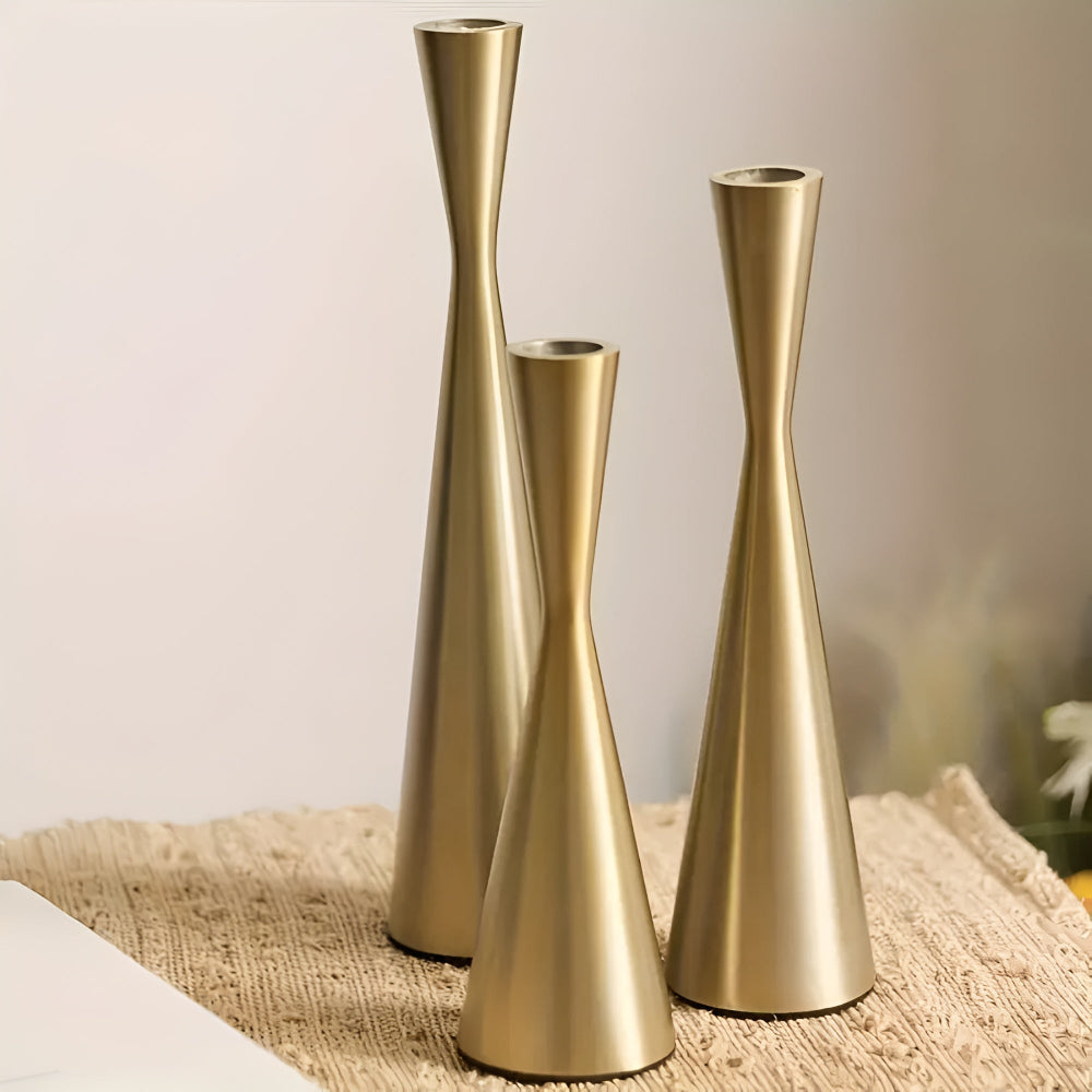 Nordic Brass Waist Candlestick | Set of 3