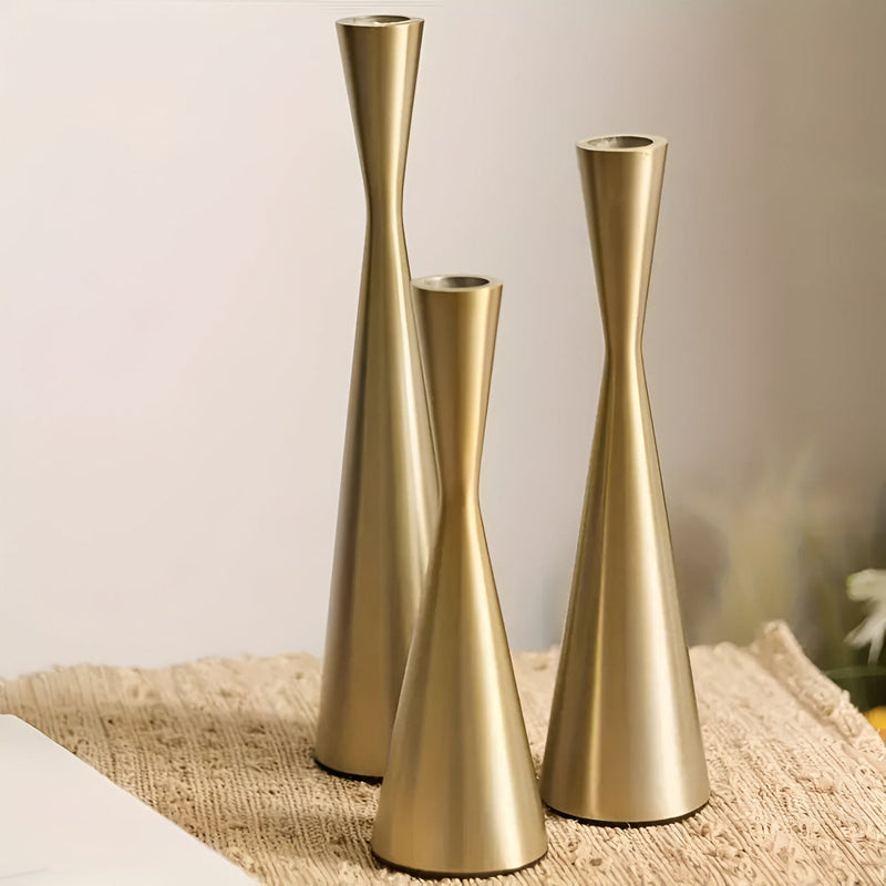 Nordic Brass Waist Candlestick | Set of 3