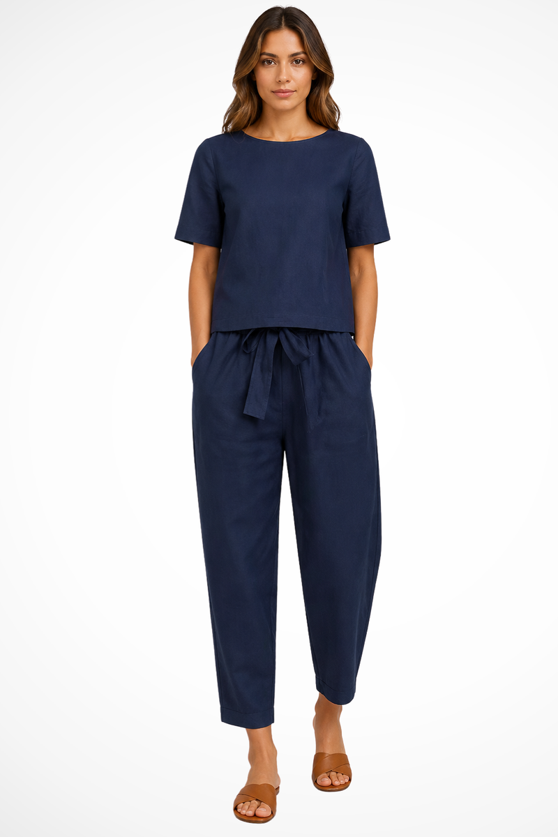 Verity Women's Linen Trousers - fabric and finish detail