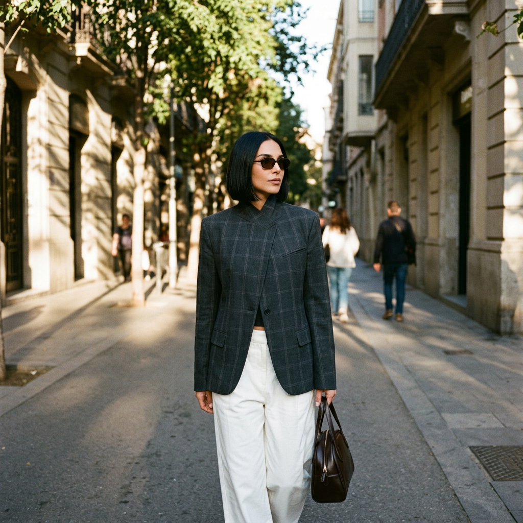 Ivy Women's Oversized Blazer | Irregular Plaid, Casual Style