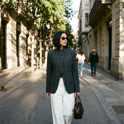 Ivy Women's Oversized Blazer | Irregular Plaid, Casual Style