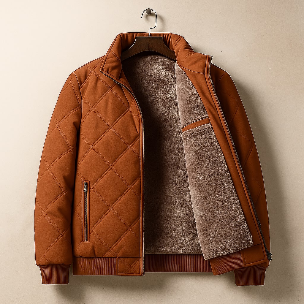 Soren Men's Quilted Jacket - fabric and finish detail