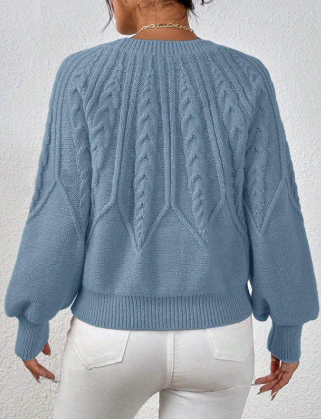 Beatrix Women's Cable Knit Sweater - styled view