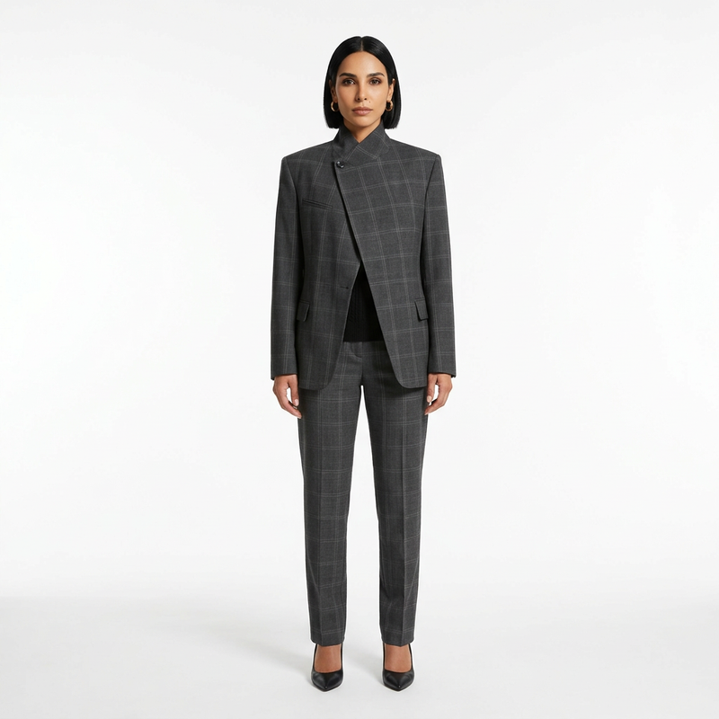 Ivy Women's Oversized Blazer | Irregular Plaid, Casual Style