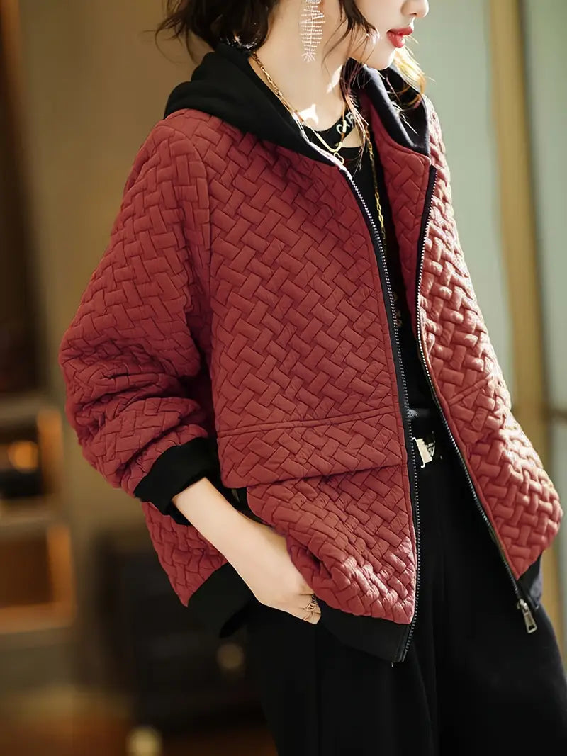 Wren Women's Quilted Hoodie - close-up detail