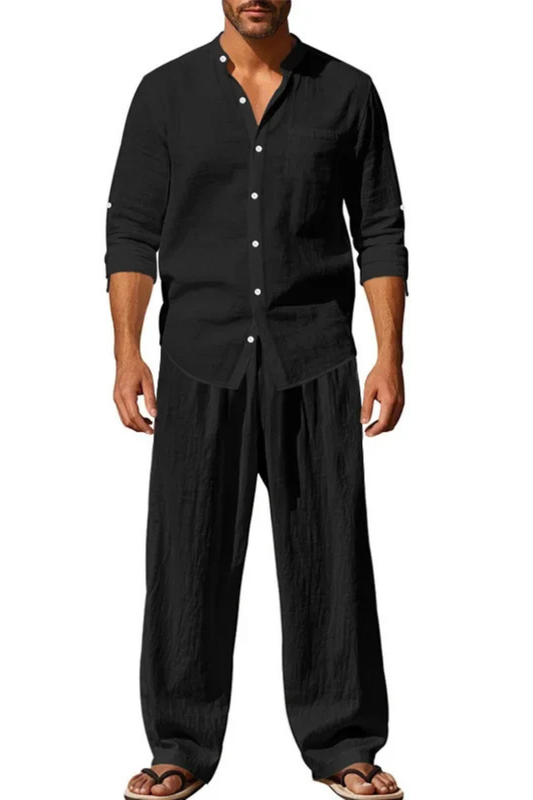 Hugo Men's Linen Trousers - styled view