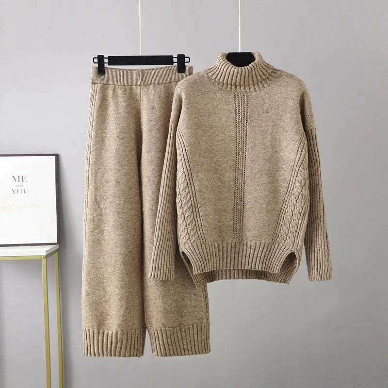 Mira Women's Cable Knit Two-piece Set - back view