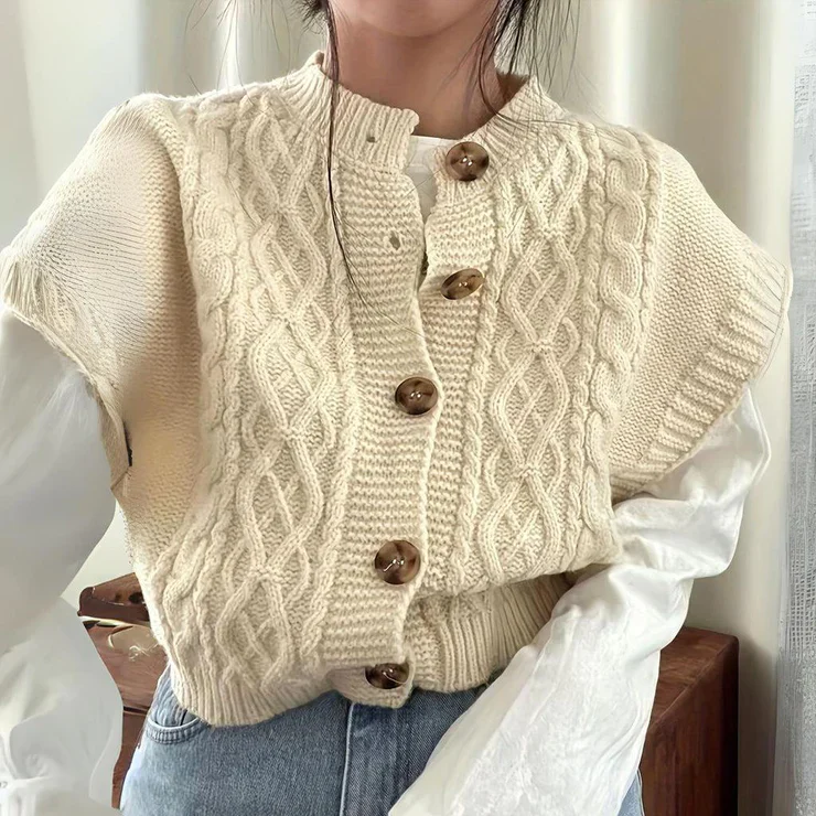 Opal Women's Cable Knit Vest - styled view