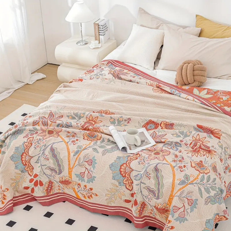 Heath Vineyard Blossom Reversible Cotton Blanket | Cotton, Reversible
