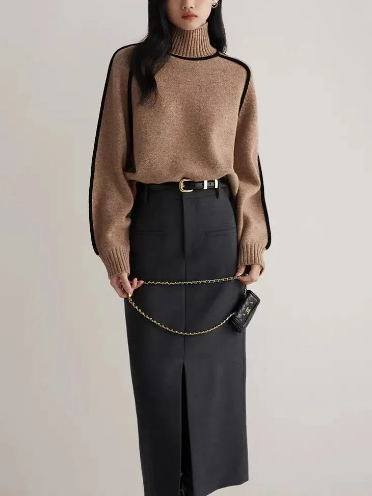 Juliette Women's Knit Turtleneck - fabric and finish detail