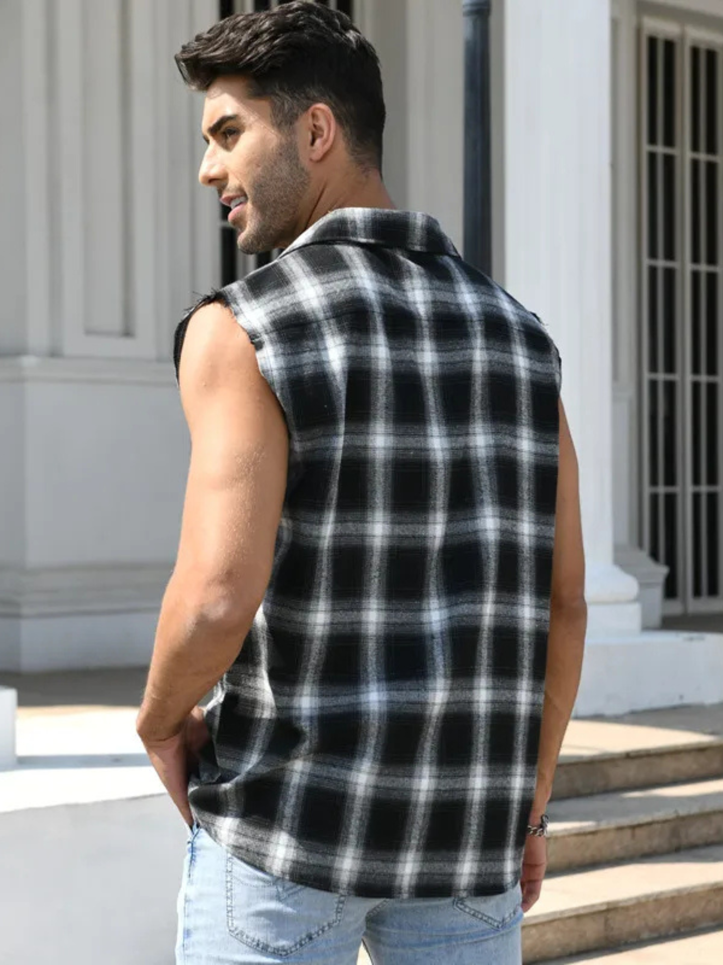 Harlow Women's Plaid Vest - back view