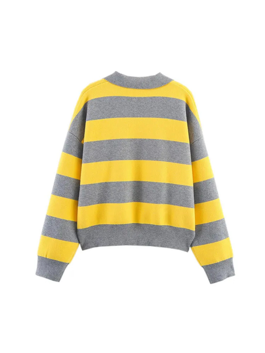 Tallulah Women's Striped Knit Polo - styled view