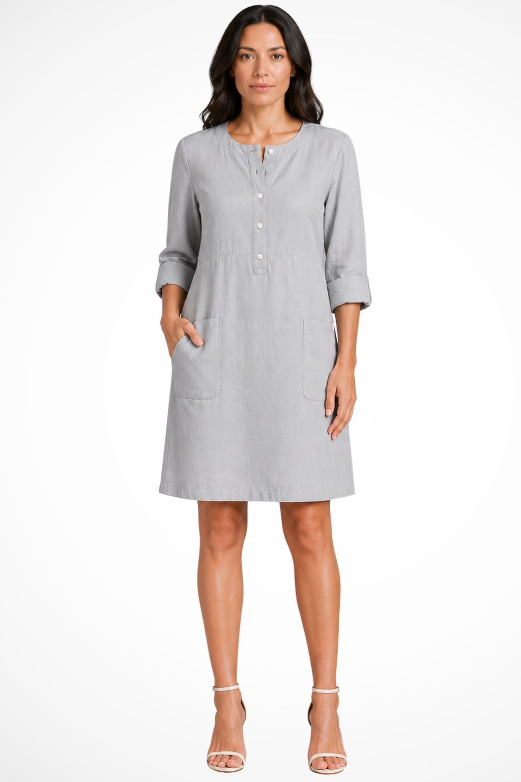 Kira Women's Linen Shirt Dress - shown in use