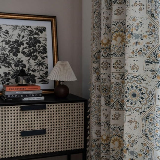 Botanical Bliss Tassel Curtain | Brushed Texture, Light-Filtering