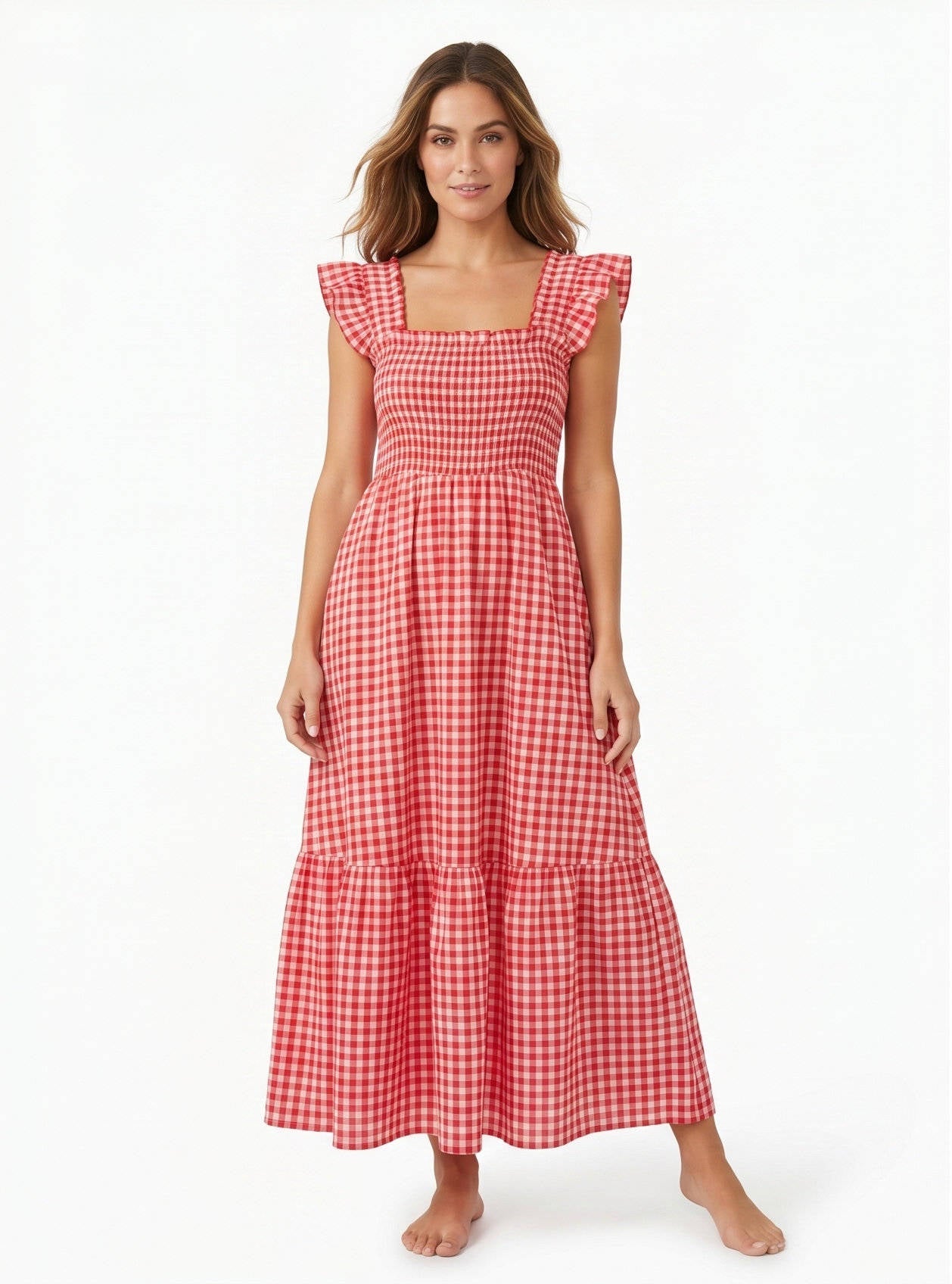 Mabel Women's Plaid Maxi Dress - front view