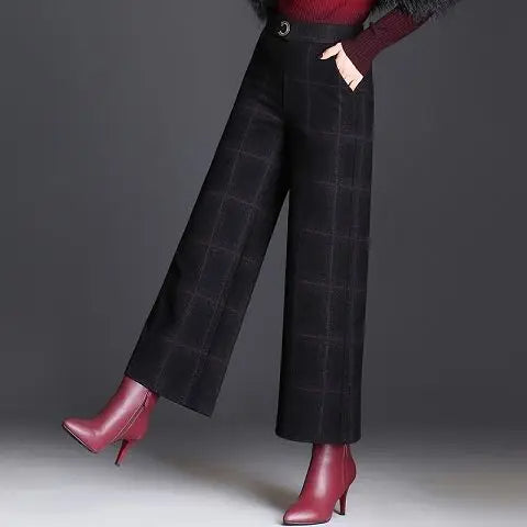 Kaia Women's Plaid Trousers - fabric and finish detail