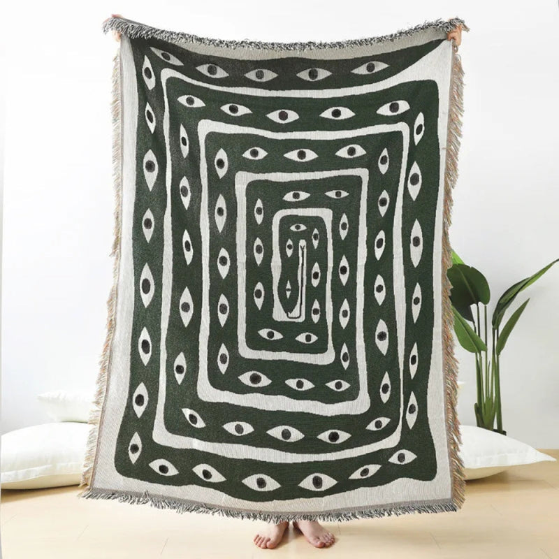Cotton Throw Blanket | Reversible Snake Weave