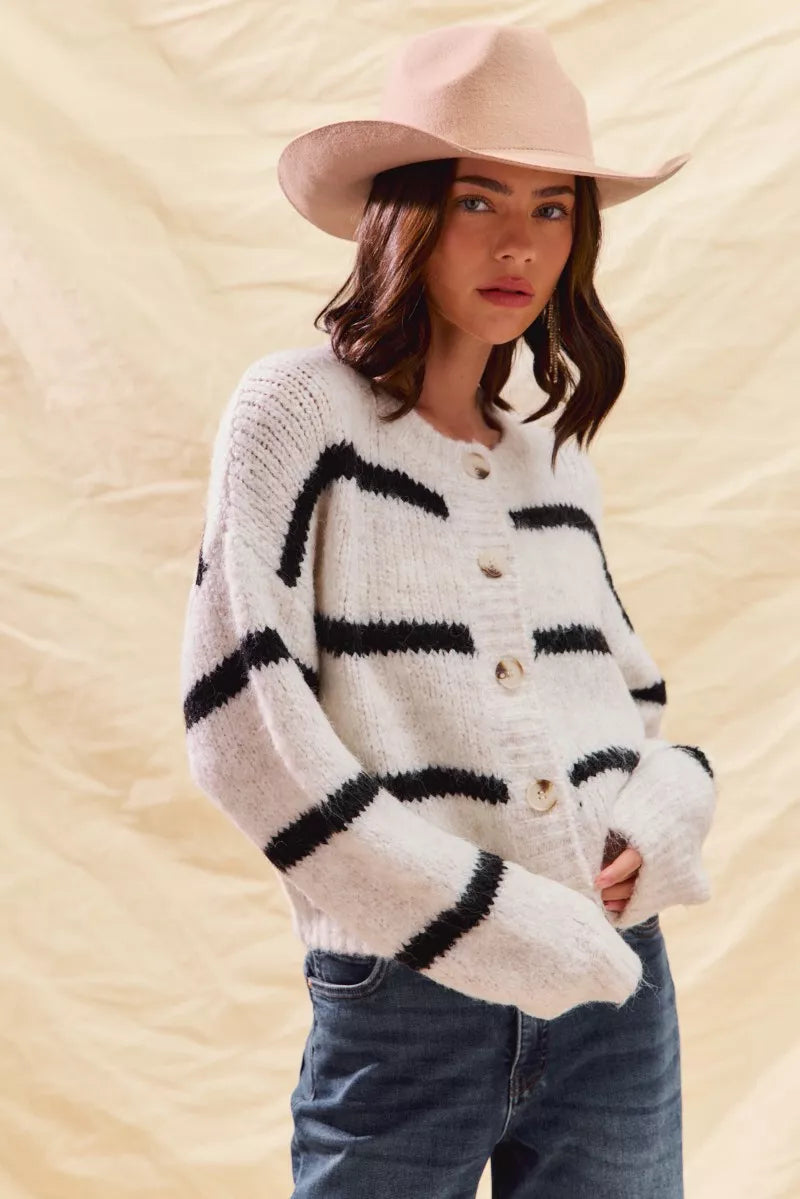 Rosa Women's Striped Cardigan - shown in use
