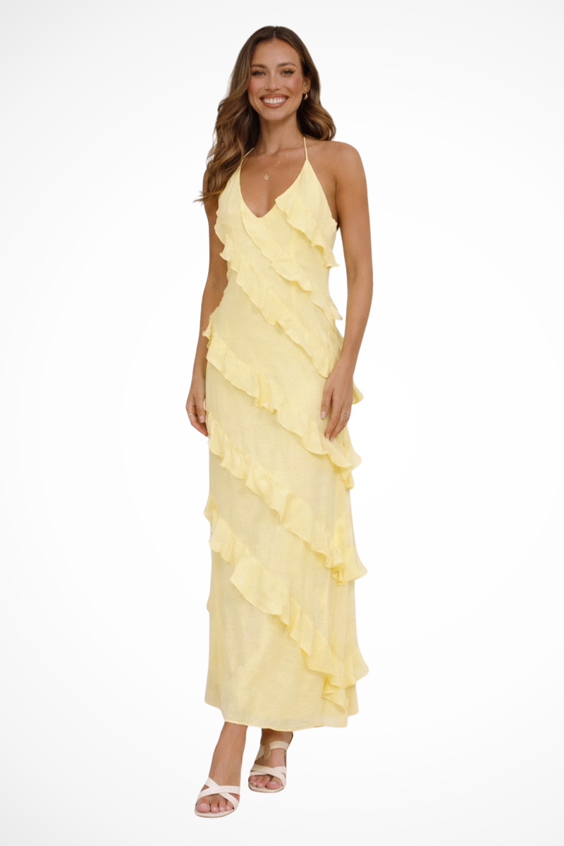 Paloma Women's Maxi Dress | Halter, Ruffle, Halter Neck