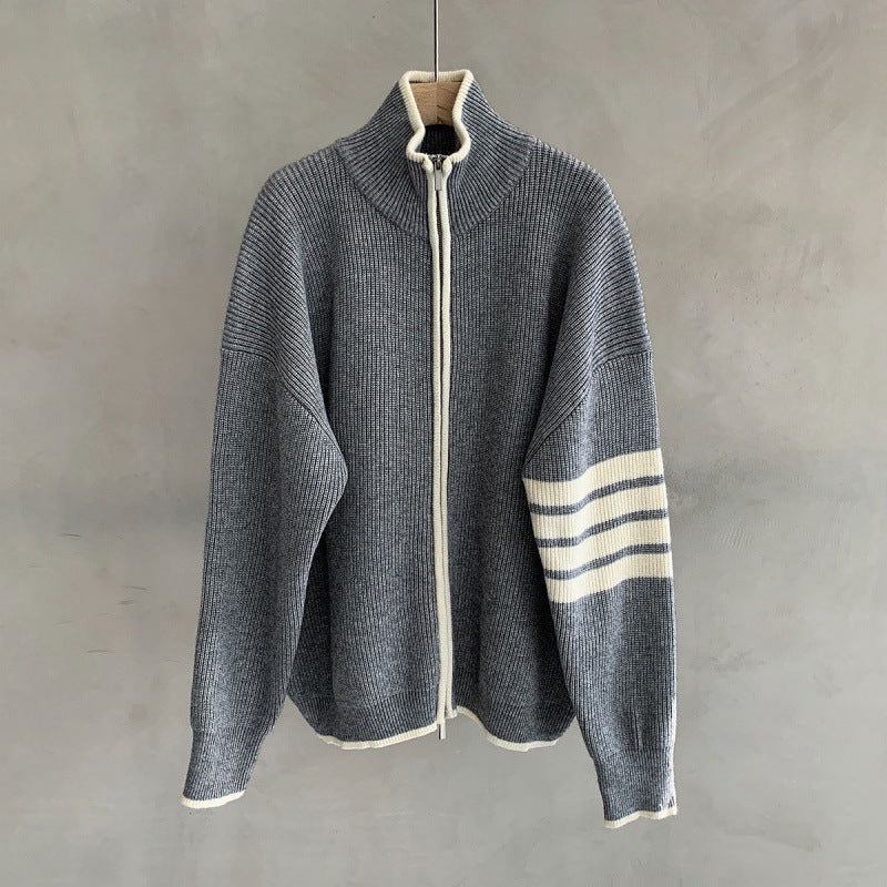 Silas Men's Striped Sweater - fabric and finish detail