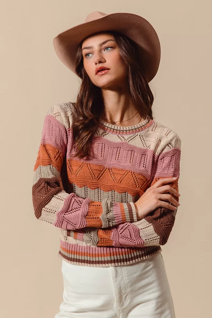 Uma Women's Striped Sweater - fabric and finish detail
