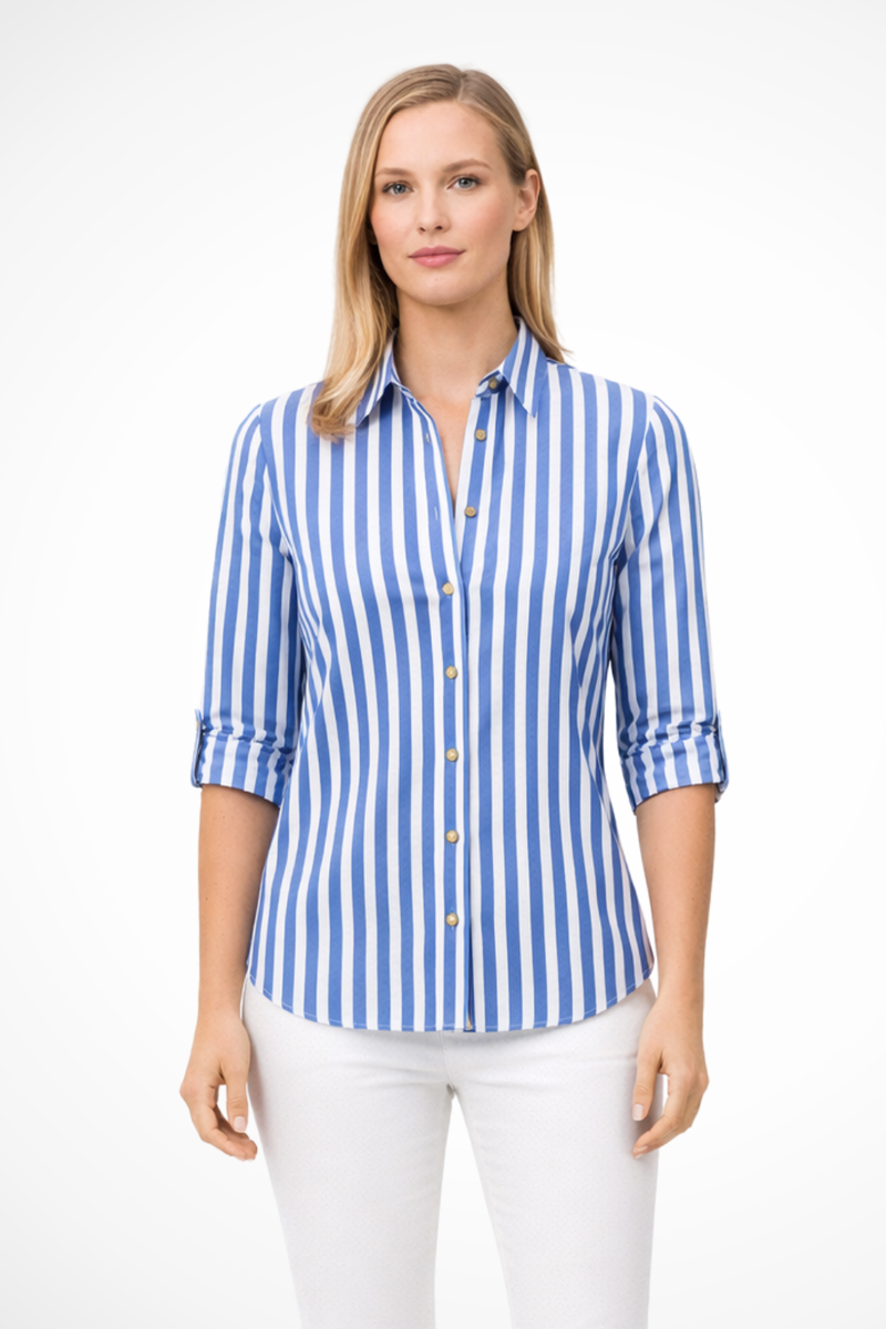 Greta Women's Striped Blouse | Slim Fit, Long Sleeve
