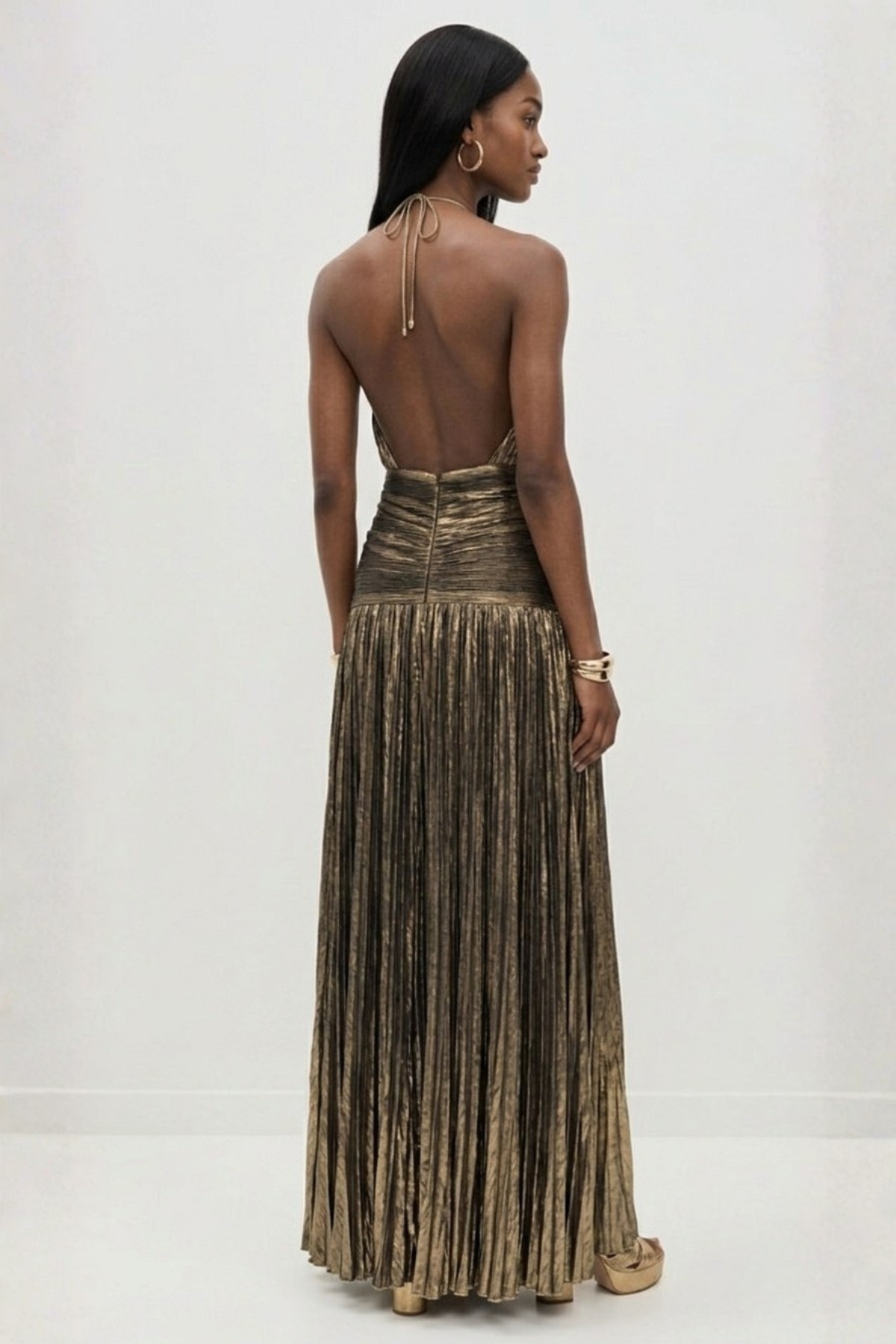 Rhea Women's Pleated Maxi Dress - flat lay