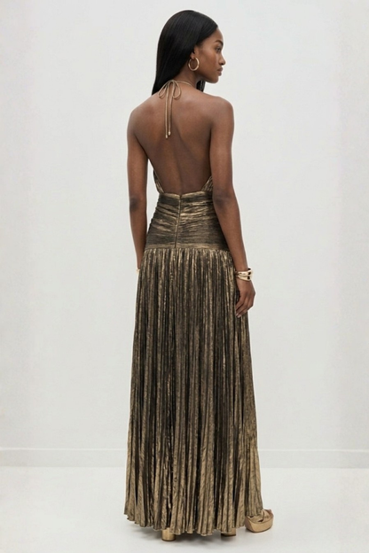 Rhea Women's Pleated Maxi Dress - flat lay