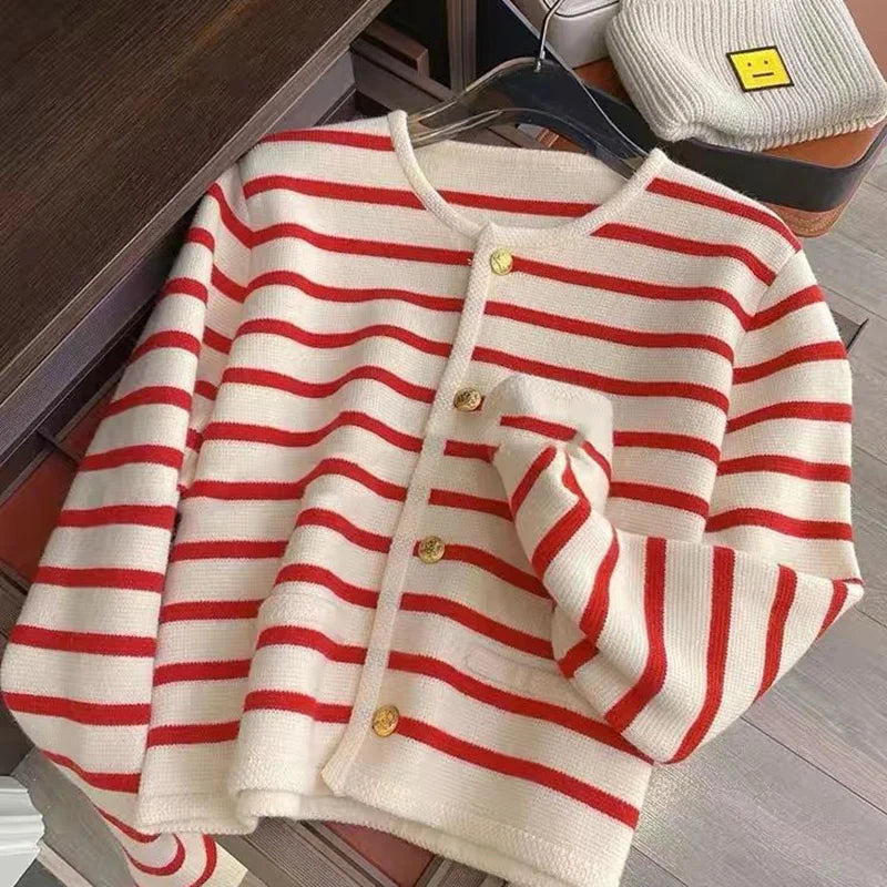 Delphine Women's Striped Cardigan - styled view