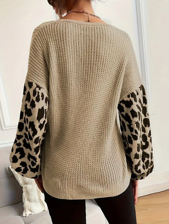 Ottilie Women's Leopard Sweater - fabric and finish detail