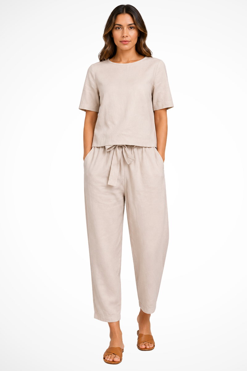 Verity Women's Linen Trousers - full-length view