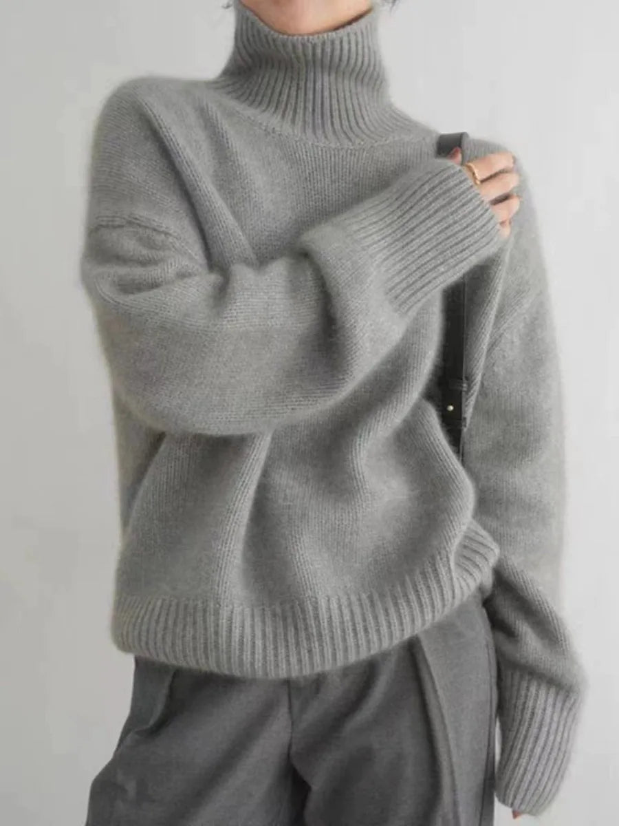 Beatrix Women's Cashmere Turtleneck - shown in use