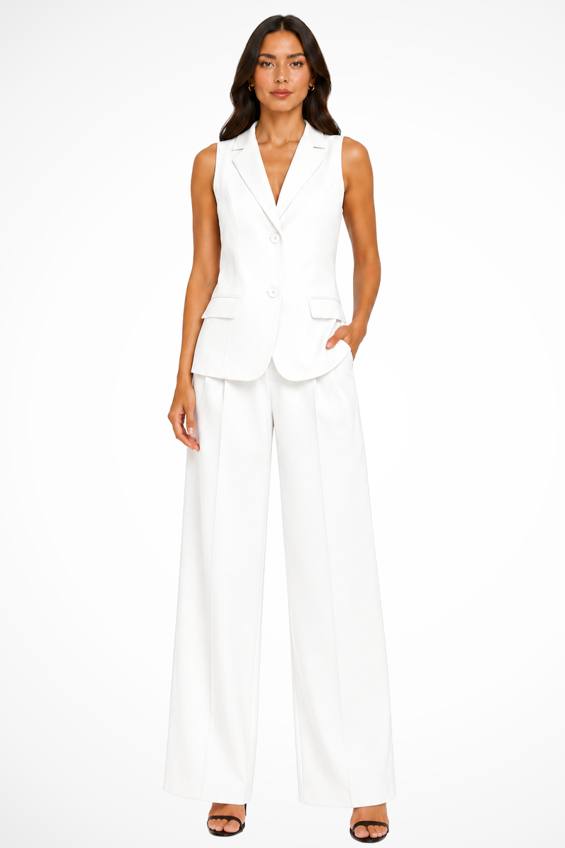 Verity Women's Wide Leg Vest - fabric and finish detail