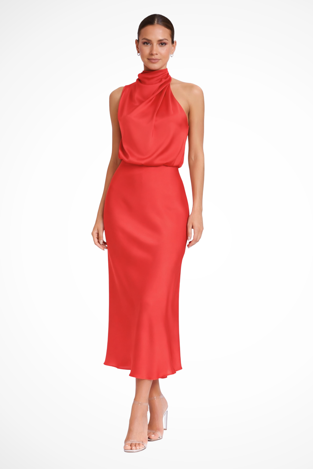 Jolie Women's Satin Midi Dress - styled view