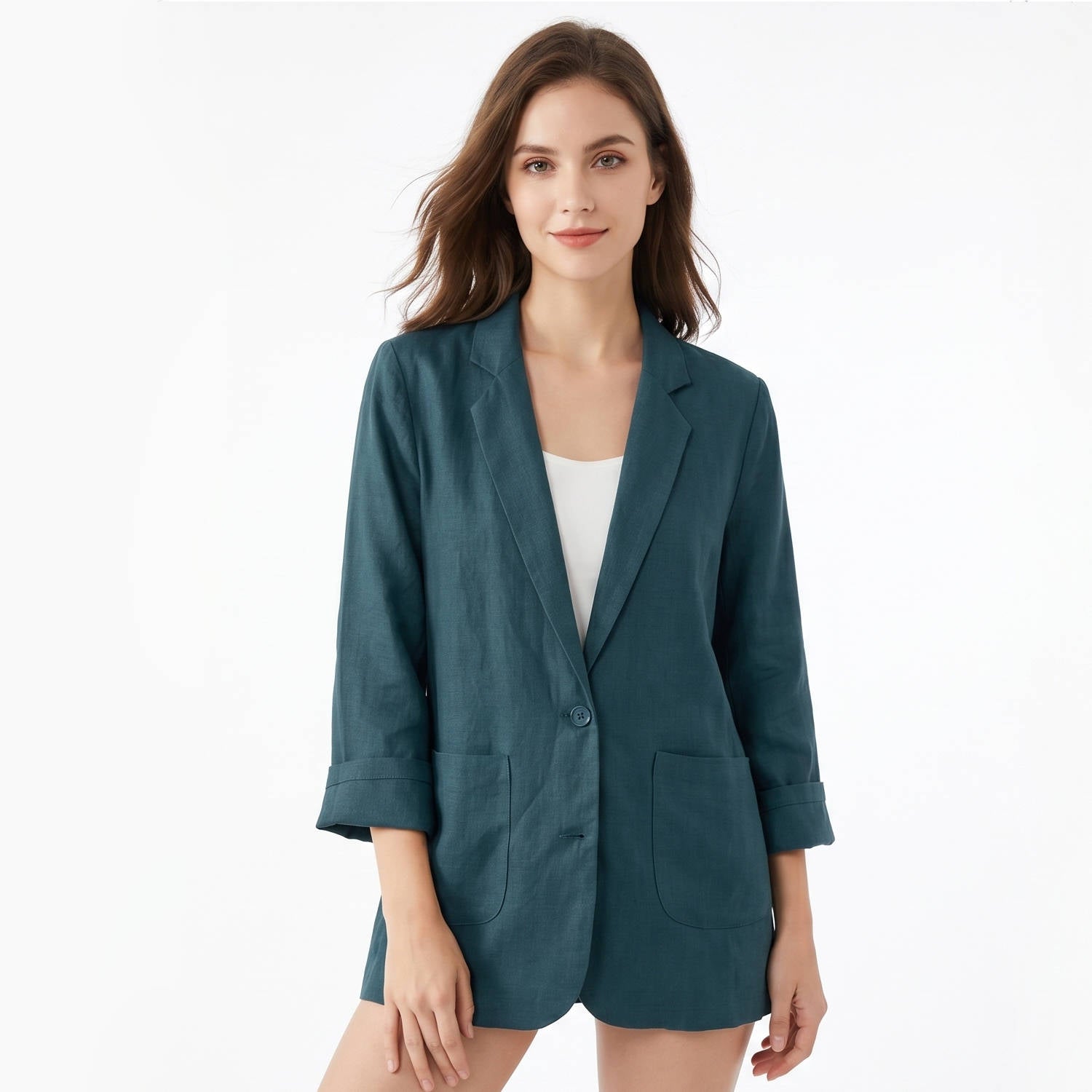 Ines Women's Linen Blazer - front view