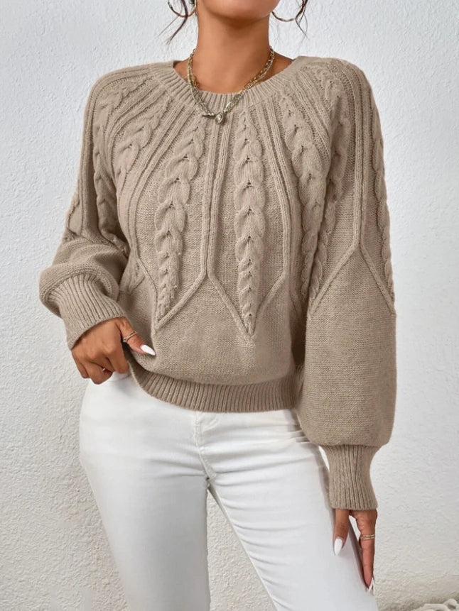 Beatrix Women's Cable Knit Sweater - styled view