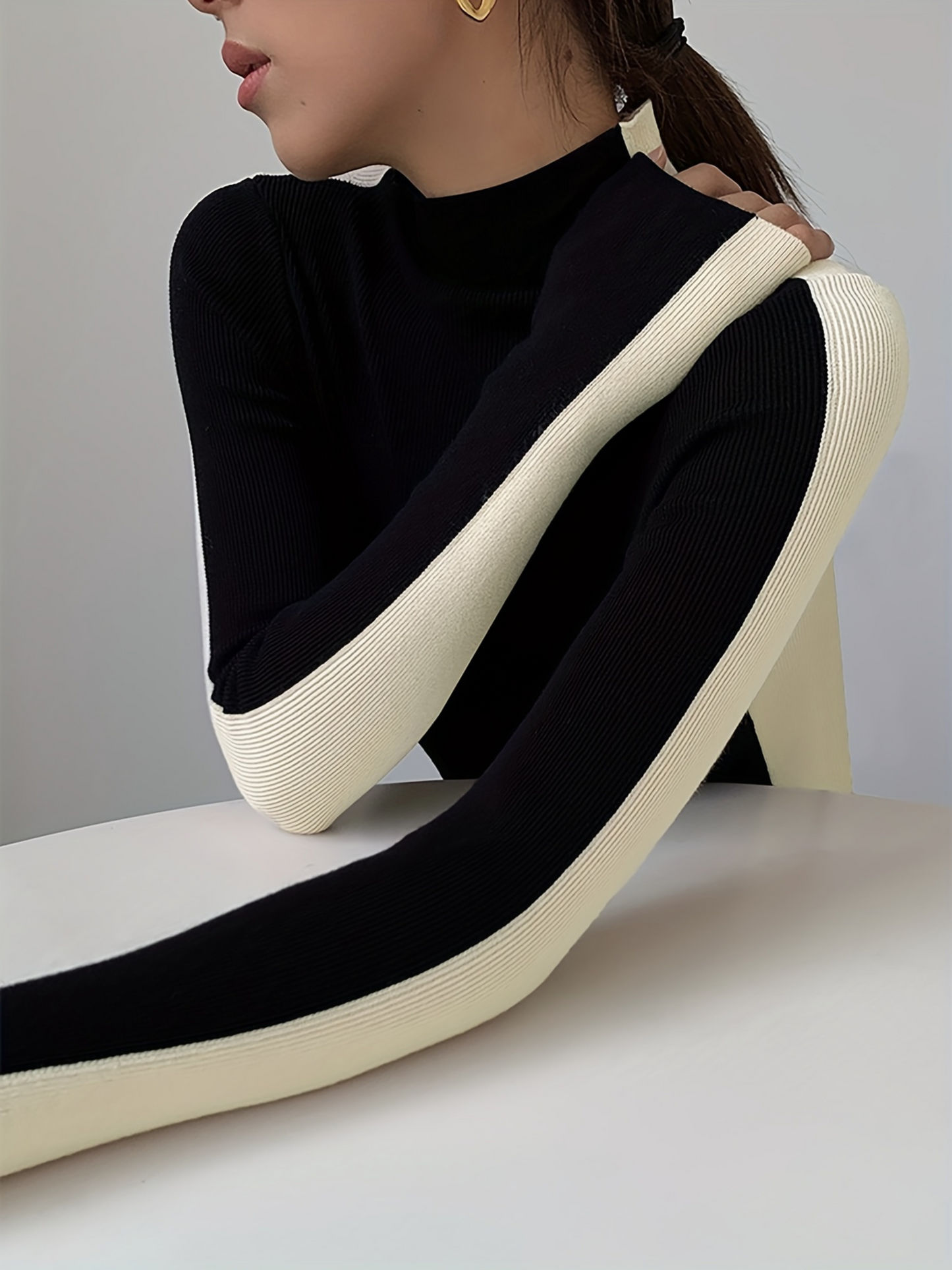 Esme Women's Knit Turtleneck - fabric and finish detail